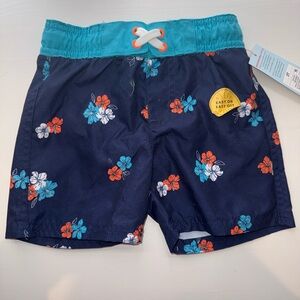 Cat & Jack Teal and Navy Swim Trunks